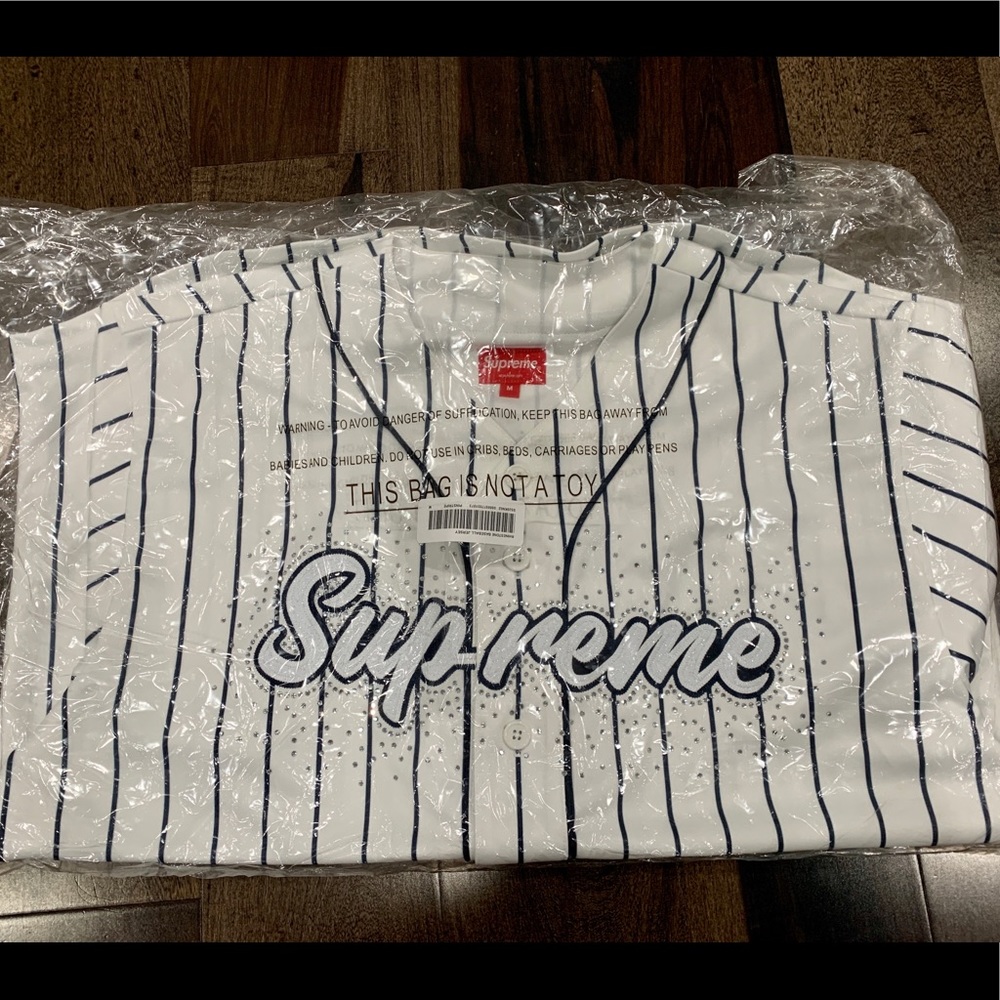 Supreme Rhinestone Baseball Jersey - Medium